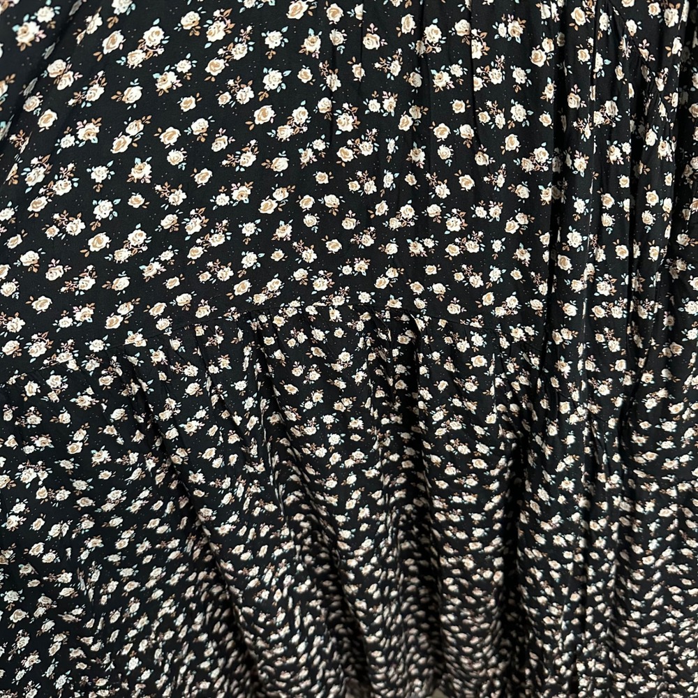 Natural Life Rebecca Midi Dress Womens S Black Ditsy Floral Tiered Button Front - Picture 12 of 16